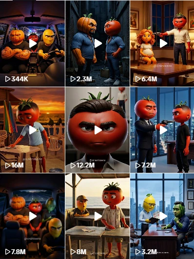 Exemplos de vídeos virais com personagens de frutas